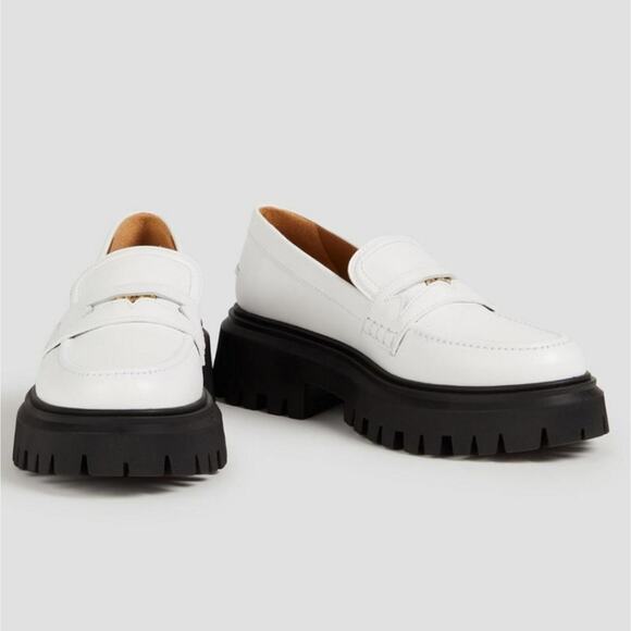 Maje White Leather Chunky Platform Lug Sole Loafers Clover Detail EU 40 / US 9 - Picture 2 of 15